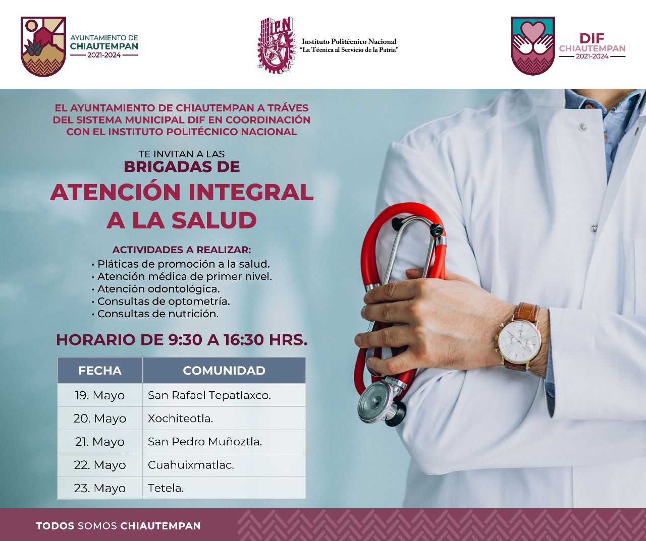 Recorrerán brigadas de salud del IPN comunidades en Chiautempan